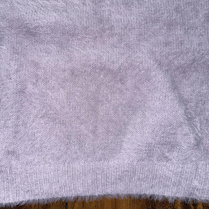 Nasty Gal Womens Fuzzy Sweater Purple Crew Neck Long Sleeve Mohair Vtg Style