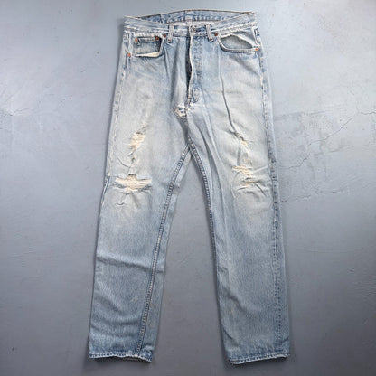 Levis 501 Vintage 80s USA XX Straight Leg Jeans Blue Light Wash 34x32 Act 32x31