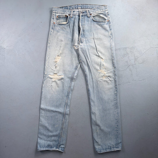 Levis 501 Vintage 80s USA XX Straight Leg Jeans Blue Light Wash 34x32 Act 32x31