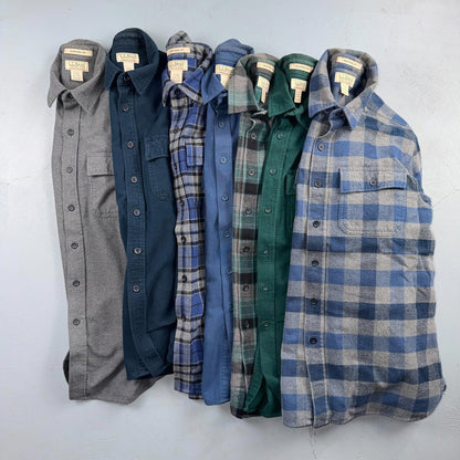 LL Bean Lot of 7 Mens M Shirts Chamois Cloth Flannel Pockets VTG Y2K Heavyweight