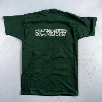 Fruit of the Loom USA Flag VTG T Shirt Redman Home Construction Large Green