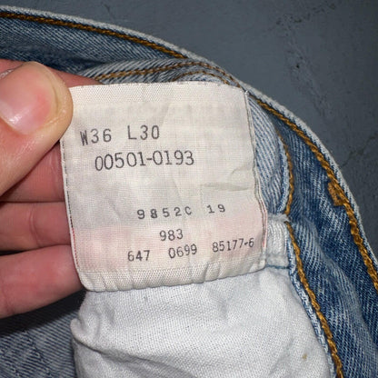 Levis 501 Vintage 90s Mex XX Straight Leg Jeans Blue Light Wash 36x30 Act 35x25