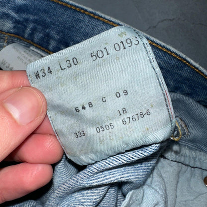 Levis 501 Vintage Y2K XX Straight Leg Jeans Blue Med Wash 34x30 Act 32x28