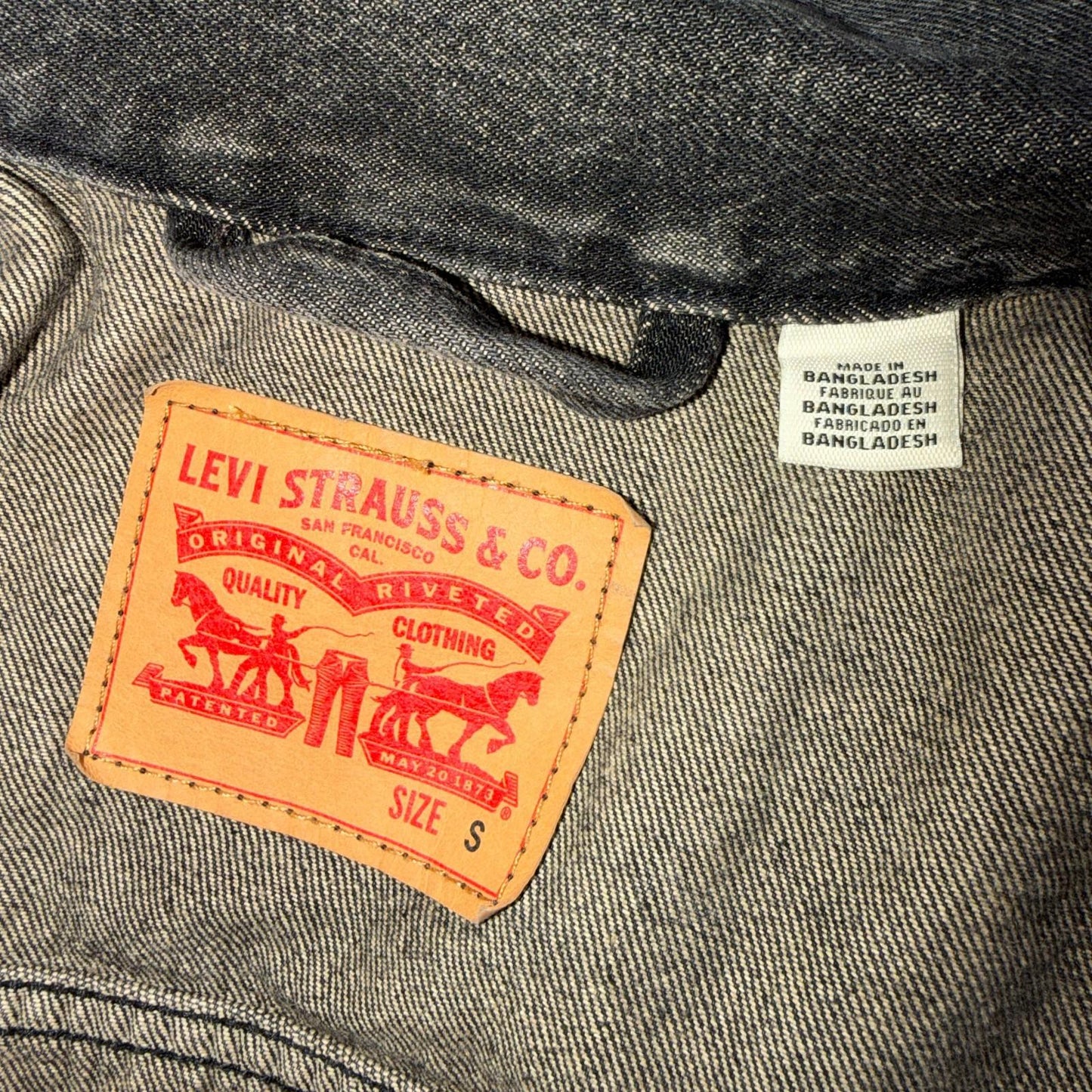 Levis Button Front Cotton Denim Trucker Jean Jacket Black Type 3 VTG Style Y2K