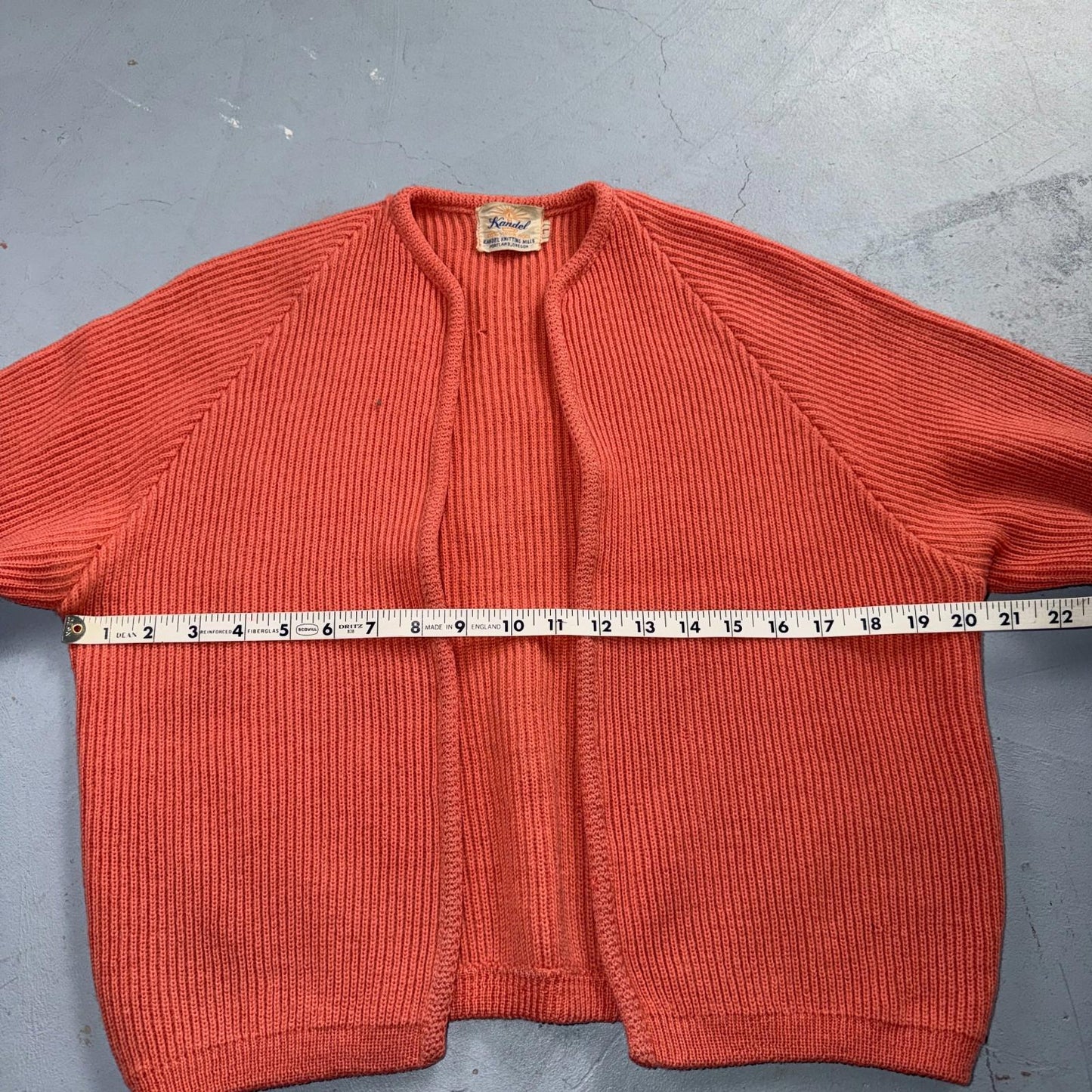 VTG 50s Kandel Oregon Woolen Mills Open Front Wool Sweater Cardigan Rockabilly L