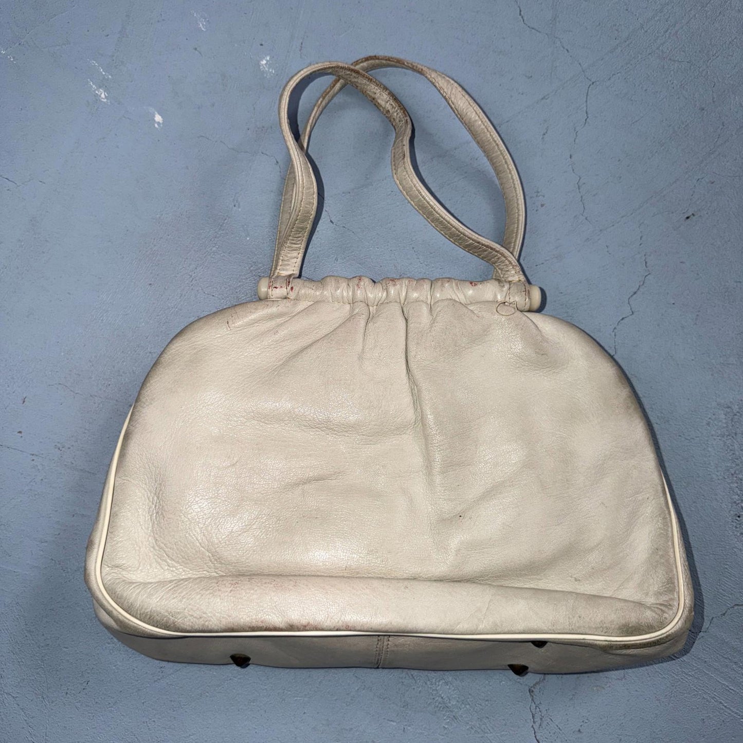 Vintage 1960s White Handbag Double Handle Clasp Closure by Best Co USA Made