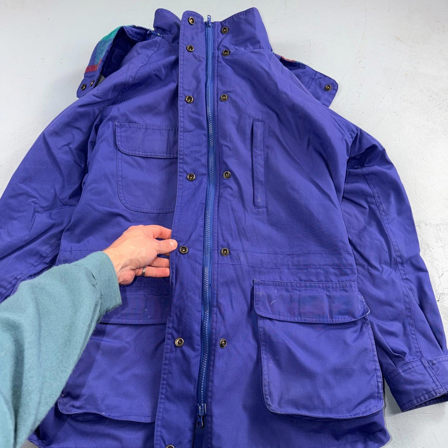 Eddie Bauer Women’s Parka Jacket Coat Blanket Lined Size M Vintage 90s Purple