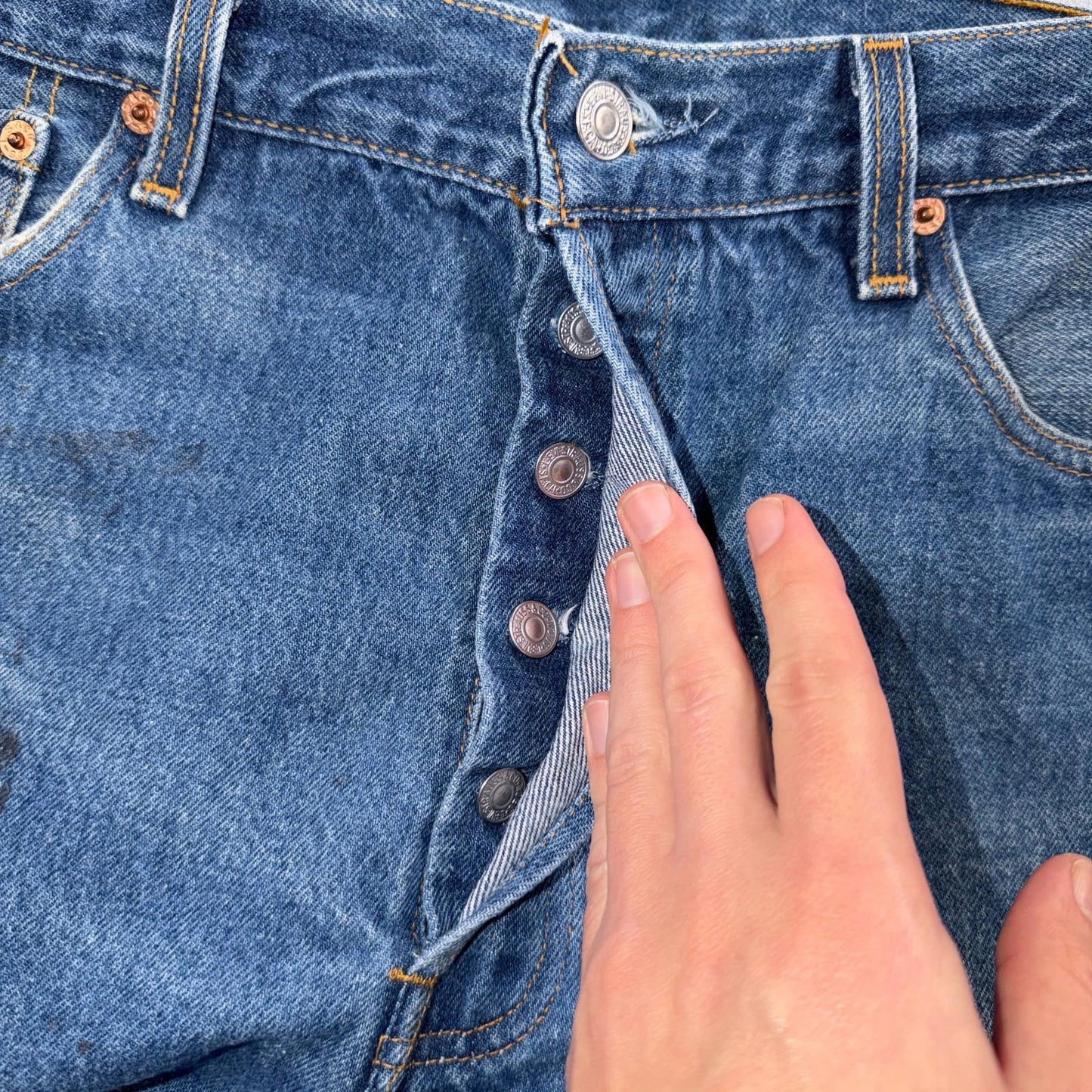 Levis 501 Vintage 90s USA XX Straight Leg Jeans Blue Med Wash 36x34 Act 33x30