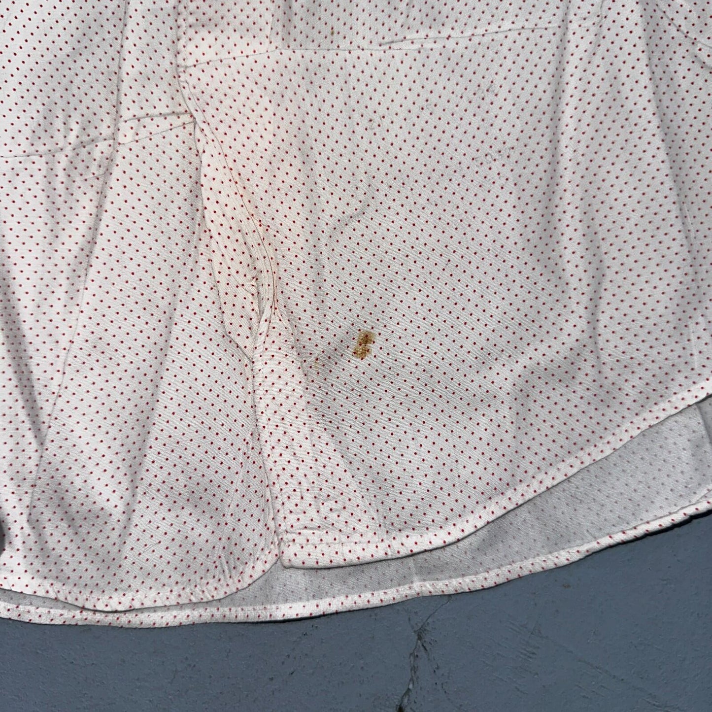 Vtg 40s 50s Penneys Towncraft Dress Shirt Mens 15 Red Polka Dot White Crisp