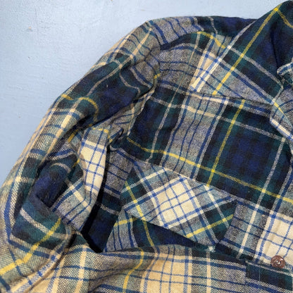VTG 70s Penneys Towncraft Loop Collar Wool Plaid Shirt Camp Board Rockabilly