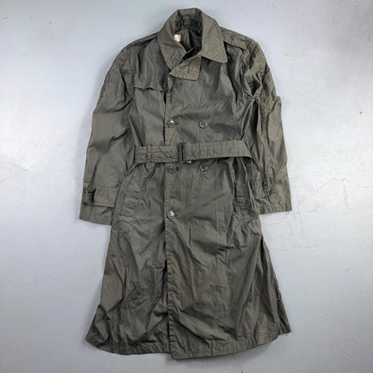 VTG 60s OD Green Army Military Rain Overcoat Mens S Jacket Trench Coat DSA 1967