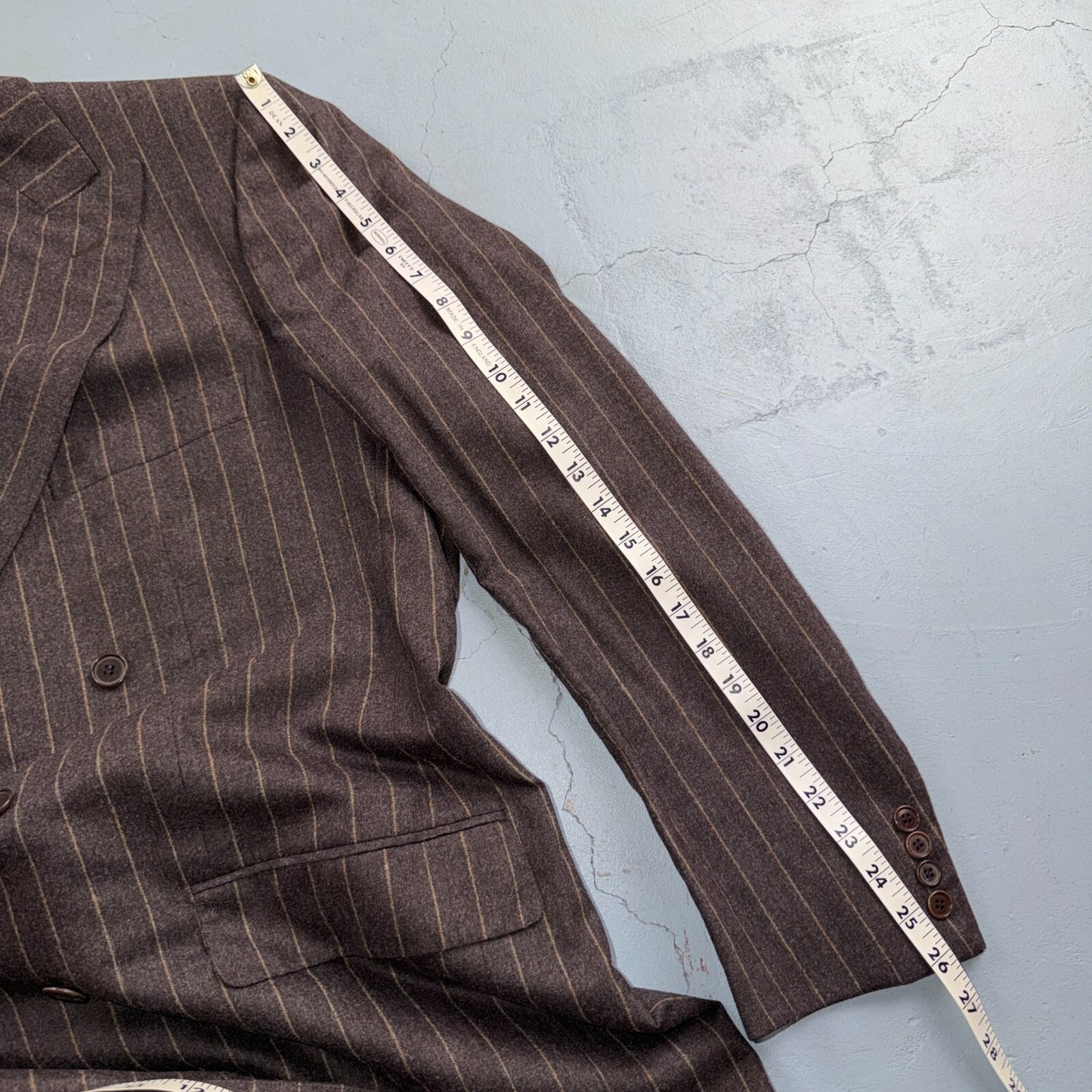 VTG Mens 2 PC Suit 56 Jacket Coat Pants Double Breasted Wool Italy 90s Luciano