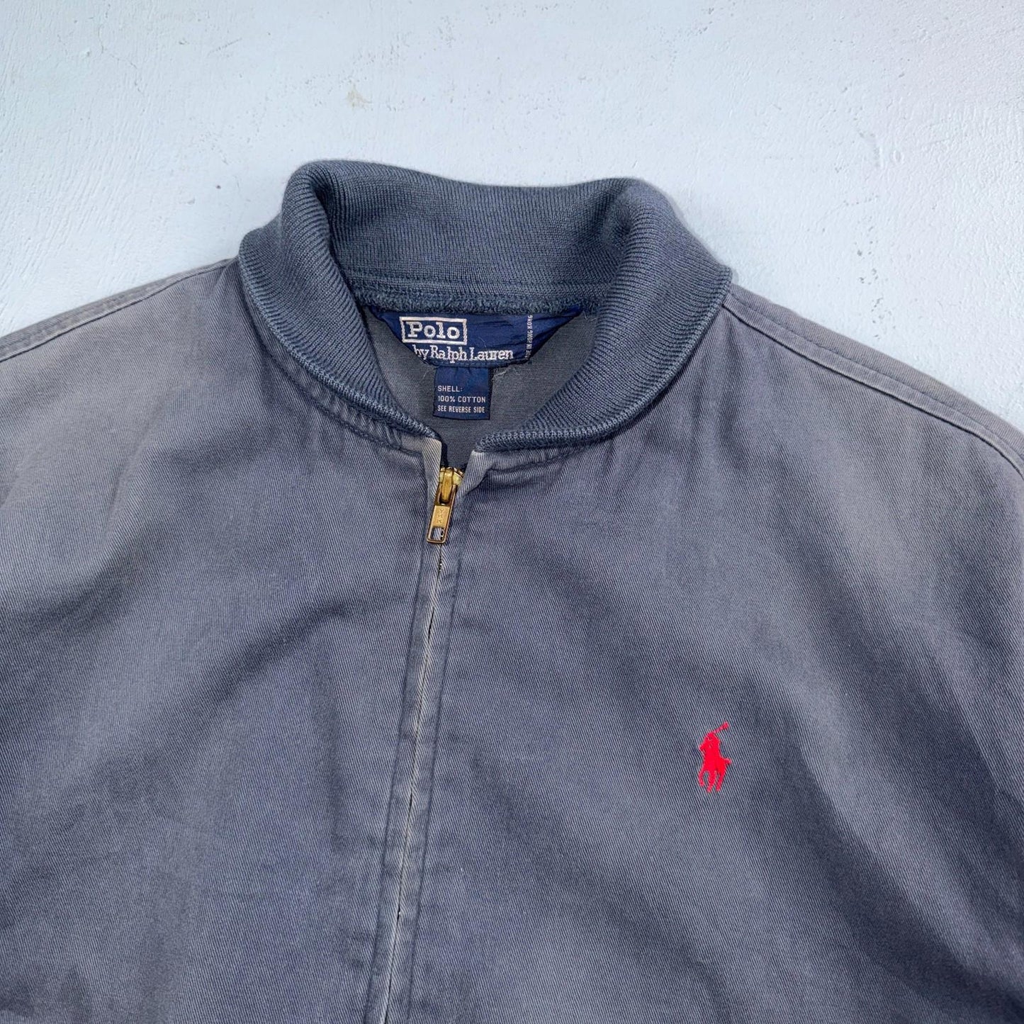 Vintage Polo Ralph Lauren Harrington Jacket Size S Navy Blue Bomber 90s Faded