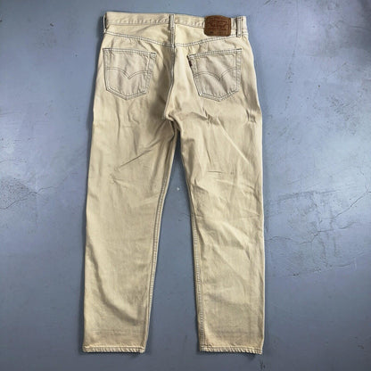 Levis 501 Vintage 90s USA XX Straight Leg Jeans Yellow Khaki 36x32 Act 34x31