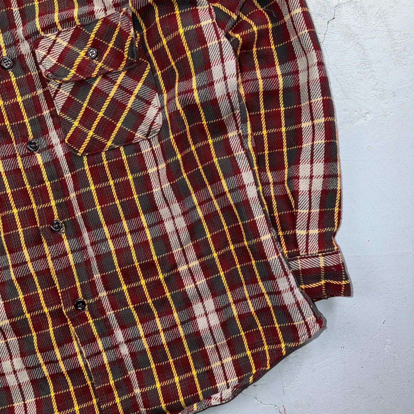 Vintage Five Brother Heavyweight Plaid Button Up Flannel Shirt Men M USA 1970s