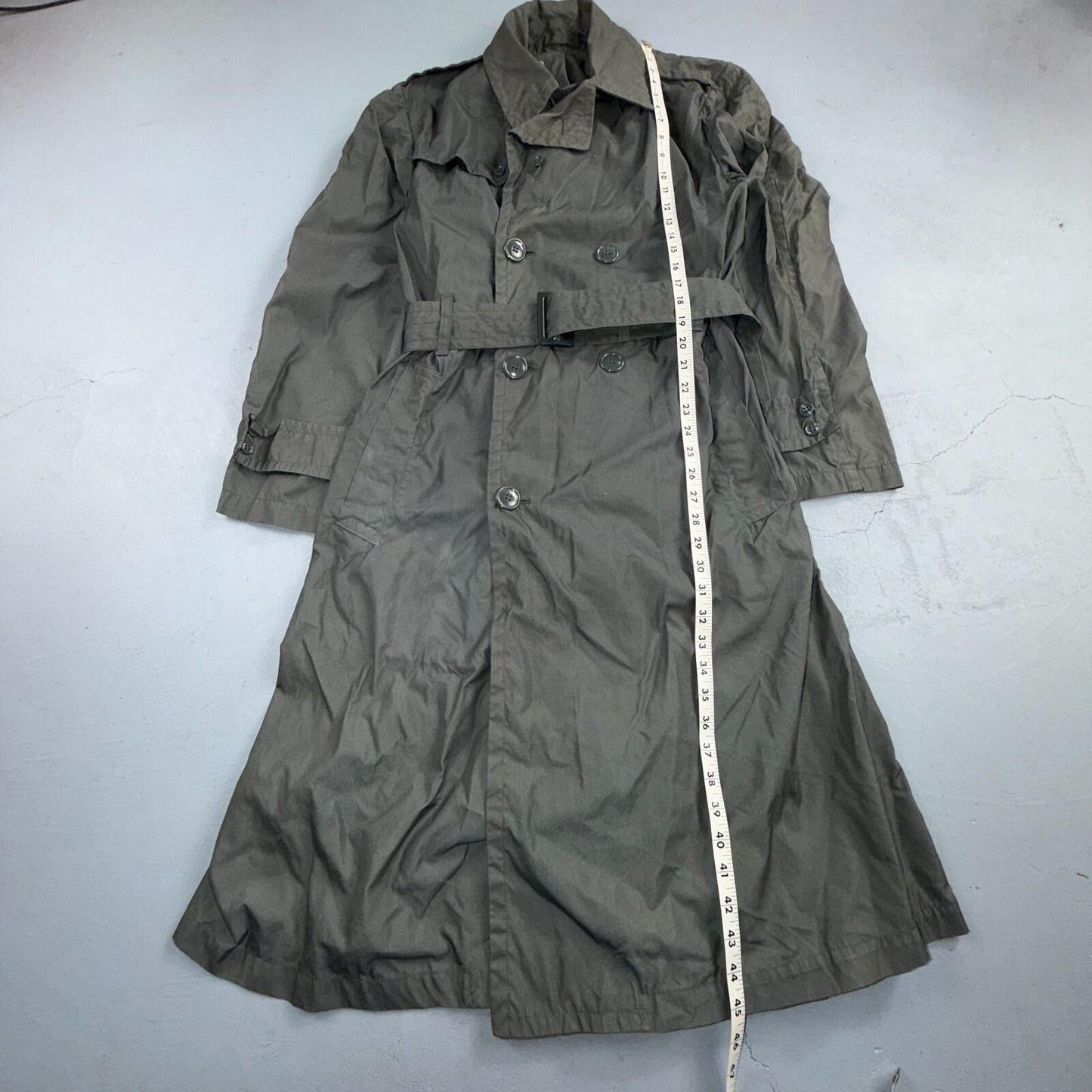 VTG 60s OD Green Army Military Rain Overcoat Mens S Jacket Trench Coat DSA 1967