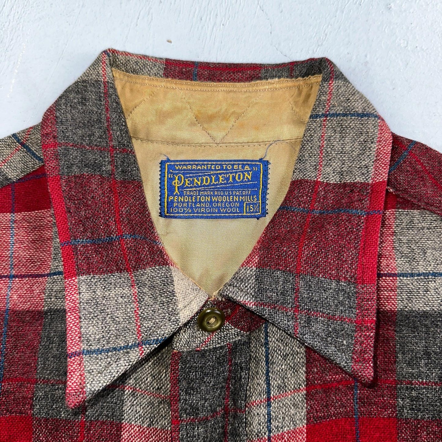 Pendleton VTG Burnside Shirt Plaid 100% Wool Button Down Size M Plaid 1950s Camp