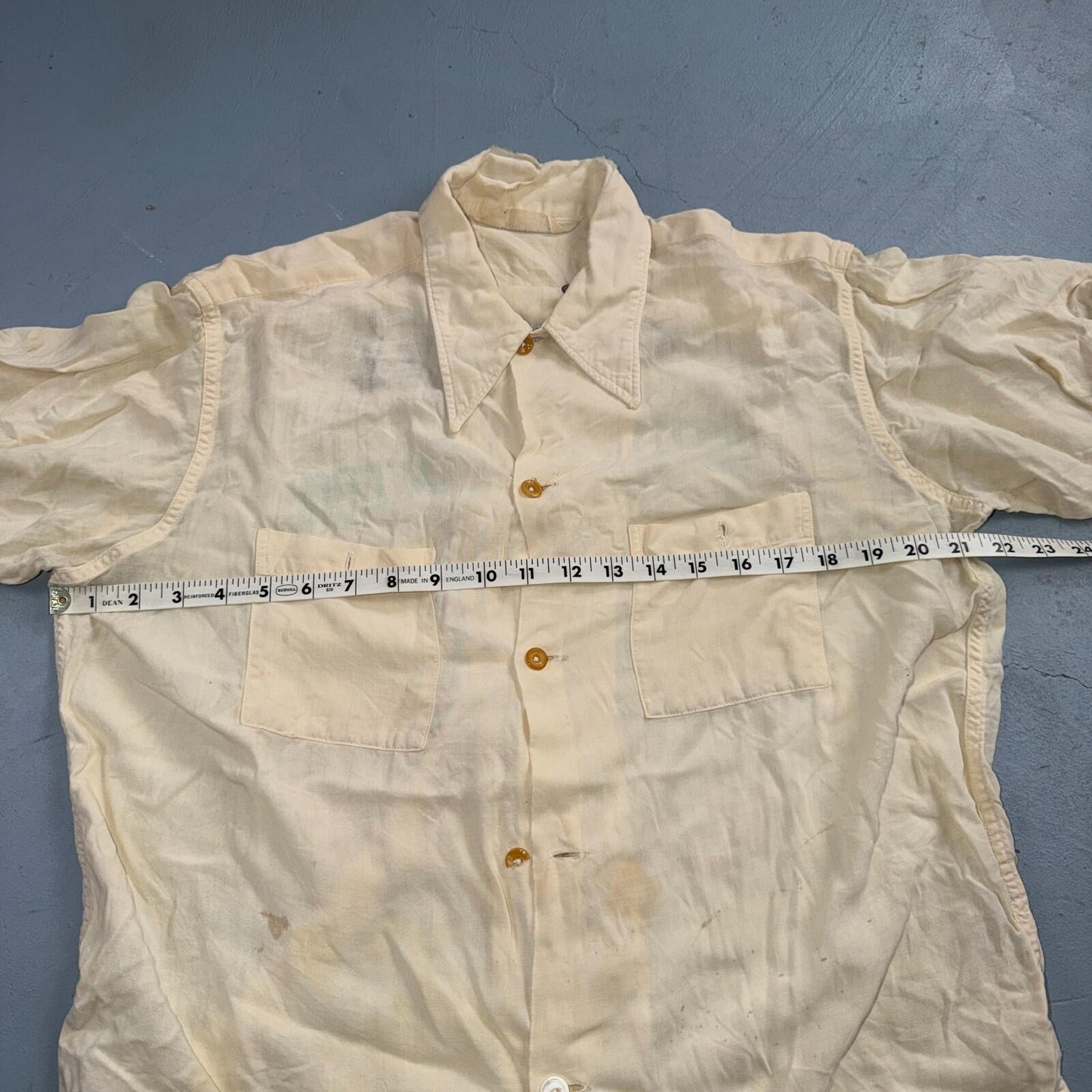 VTG Nat Nast Shirt 1950s Chainstitch Gab Gabardine Short Sleeve Rockabilly RARE