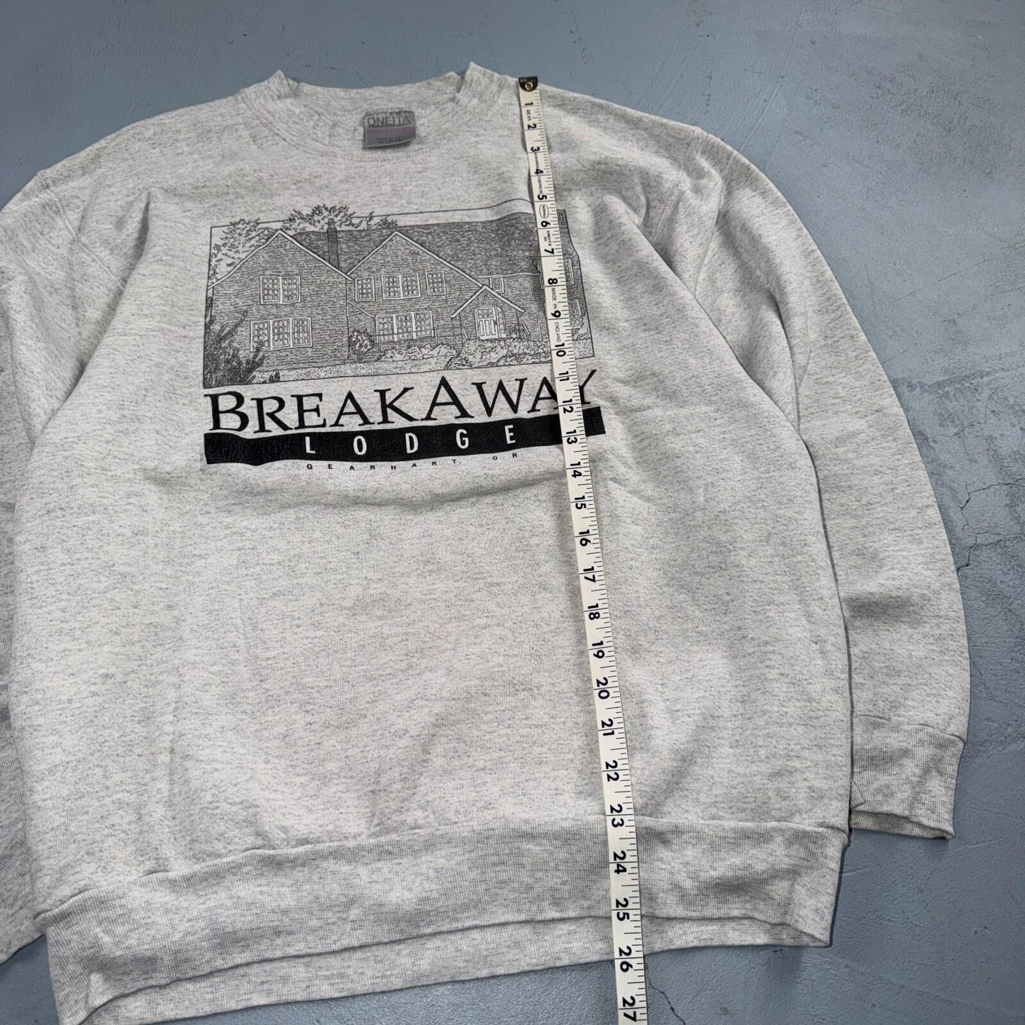 VTG Oneita Sweatshirt Mens XL Gray Travel USA Breakway Lodge Gearhart Oregon