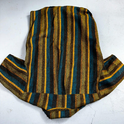 1960s Wool Short Sleeve Striped Wood Button Down Shirt 60s 70s Rockabilly