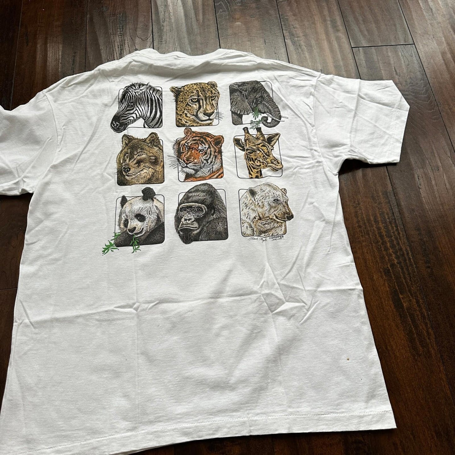 Anvil 90s Zoo Animals Cheetah Tigers Panda Vintage T Shirt Single Stitch 1990s