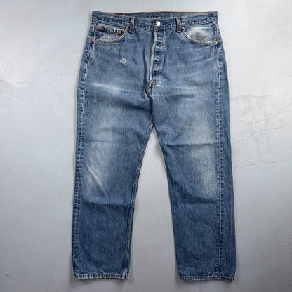 Levis 501 Vintage 90s USA XX Straight Leg Jeans Blue Light Wash 38x31 Act 36x28