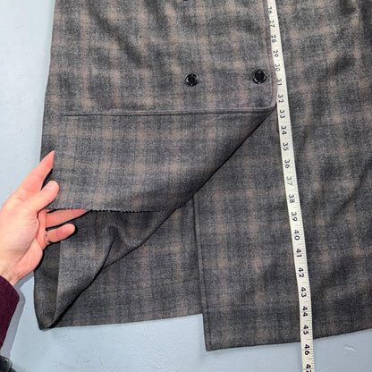 VTG 1960s Hippie Sleeveless Plaid Duster Blazer Jacket Gray Shadow Rockabilly