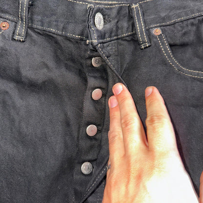 Levis 501 Vintage 90s XX Straight Leg Jeans Black Overdye Wash 36x30 Act 34x29