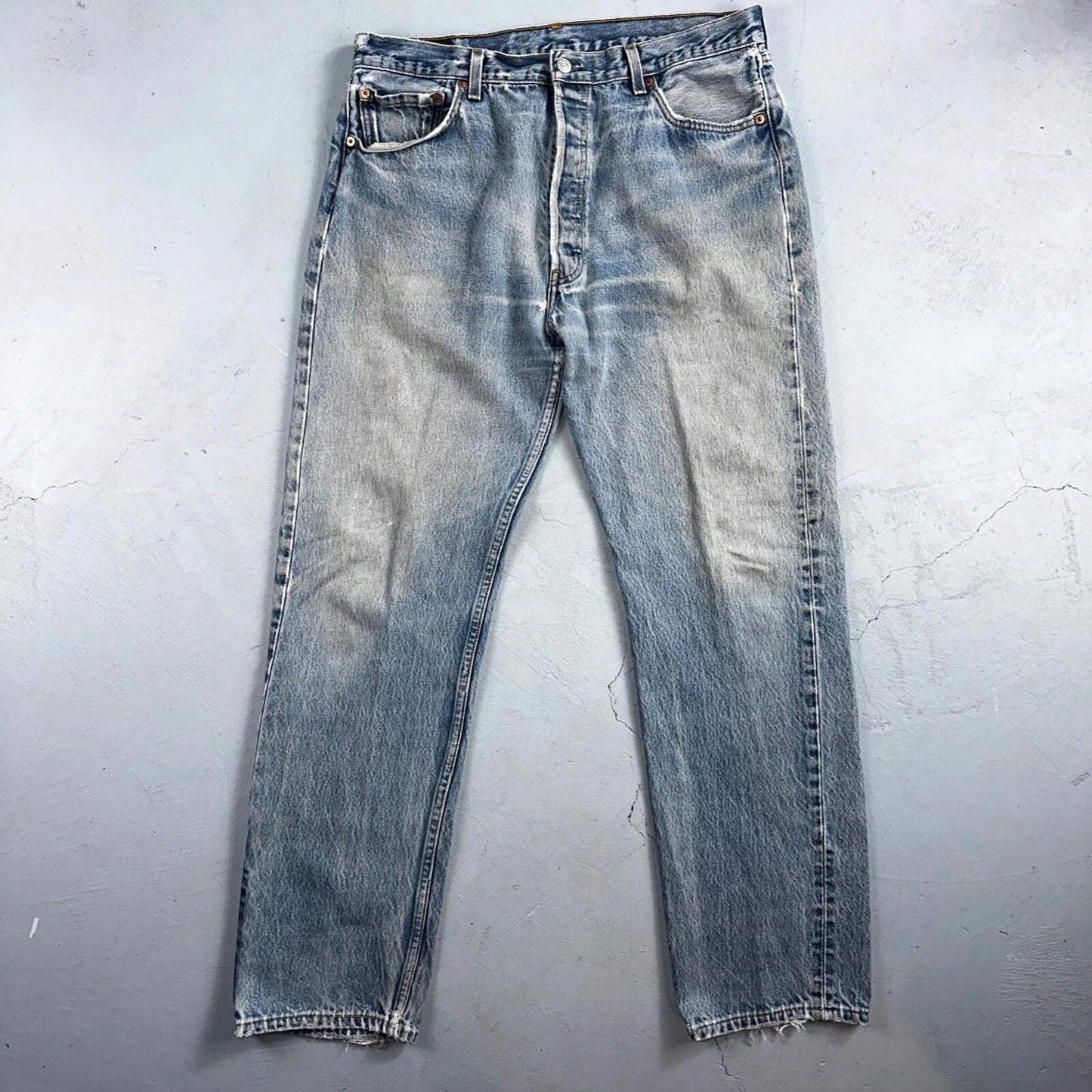 Levis 501 Vintage 90s USA XX Straight Leg Jeans Blue Light Wash 38x36 Act 34x31