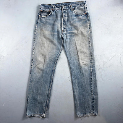 Levis 501 Vintage 90s USA XX Straight Leg Jeans Blue Light Wash 38x36 Act 34x31