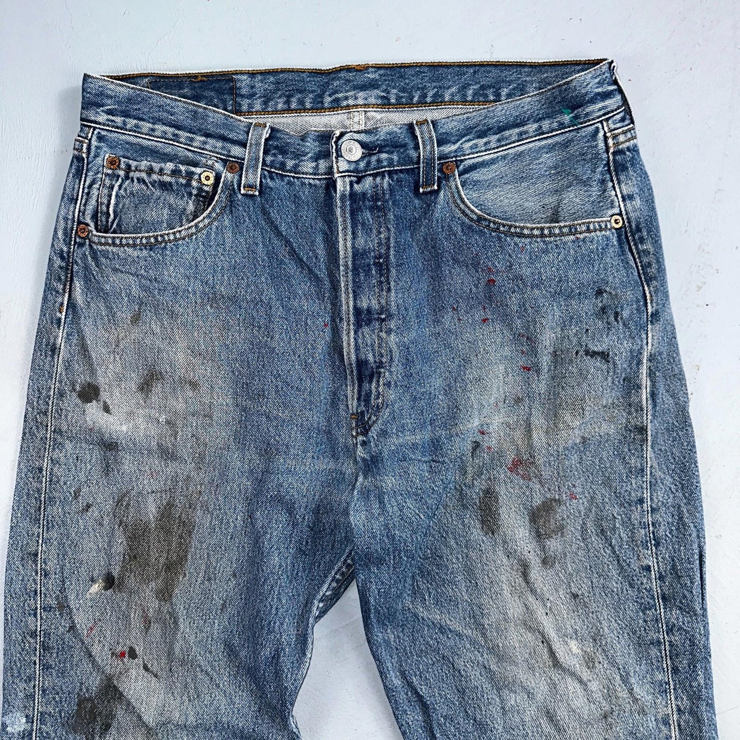 Levis 501 Vintage 90s Poland Straight Leg Jeans Blue Med Wash 34x34 Act 32x33