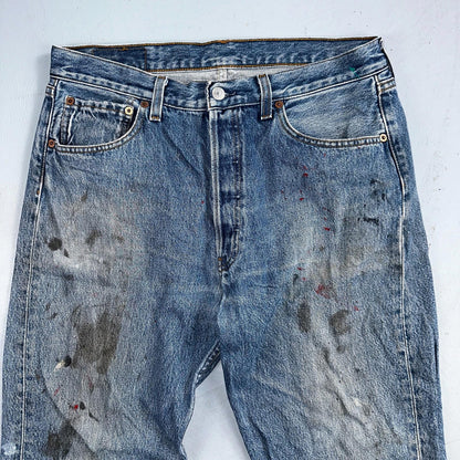 Levis 501 Vintage 90s Poland Straight Leg Jeans Blue Med Wash 34x34 Act 32x33