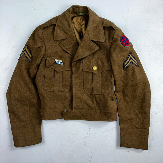 WWII US Army E-6 Ike Jacket 25th Infantry Division Patches WW2 Size 34R Wool