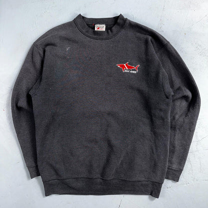 Oneita Shark Sweatshirt L 1990s VTG Crewneck Dive Swim Black Ocean Rap Fish