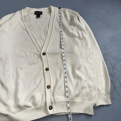 Vintage Lands' End Cardigan Sweater Men's Large White Button Front Made in USA