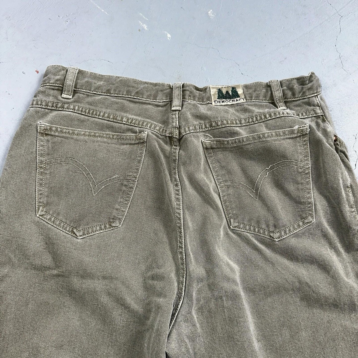 Democracy Jeans Womens 16 Green Denim Pants Banana Republic VTG USA High Rise
