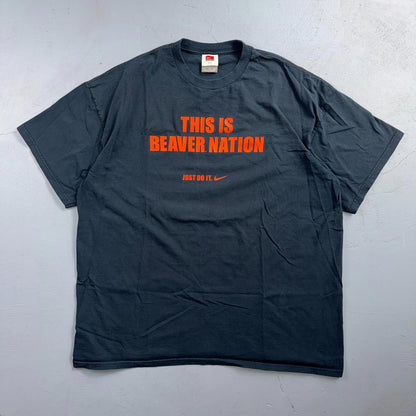 Nike Beavers Vintage T Shirt Black Center Swoosh Black 2XL Oregon College