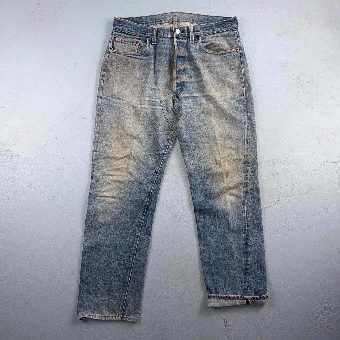 Levis 501 Vintage 80s Redline Selvedge USA XX Jeans Light Wash 36x34 Act 33x30