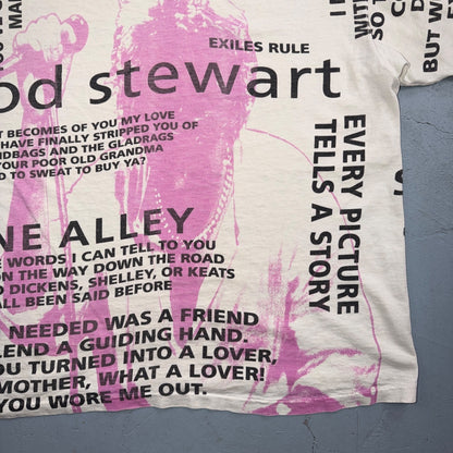 Vintage Rod Stewart Exiles Rule Tour T Shirt XL USA All Over Print AOP Big Print