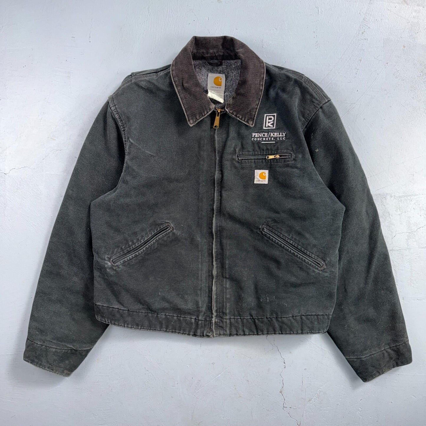 Carhartt VTG Detroit Jacket Men's 46 Lined Blanket Workwear J01 BLK Thrashed