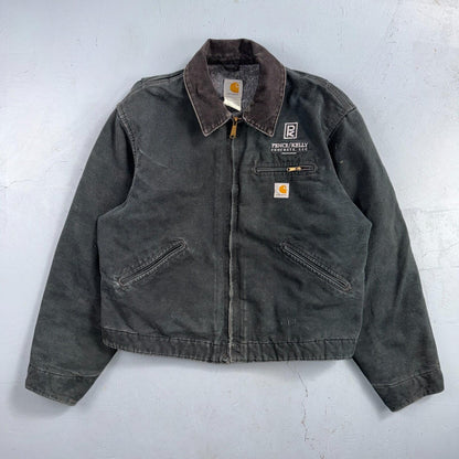 Carhartt VTG Detroit Jacket Men's 46 Lined Blanket Workwear J01 BLK Thrashed