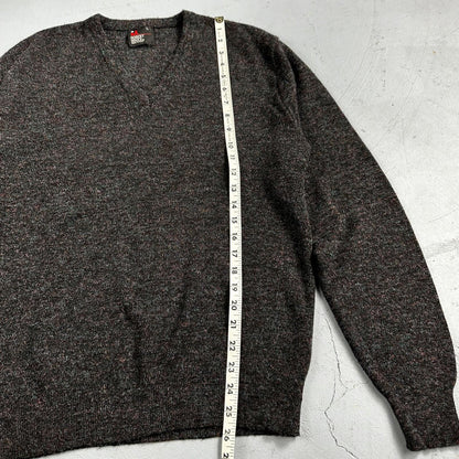 Robert Bruce Vintage Sweater Mens L Gray V Neck Knit Pullover 90s