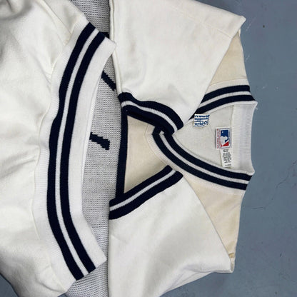 VTG NWT 90s New York Yankees Cliff Engle Knit White Baseball Sweater Mens XL USA