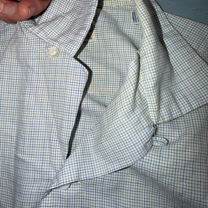 VTG 1950s Enro Trafalgar Loop Collar Button Up Shirt Cotton Rockabilly M Checker