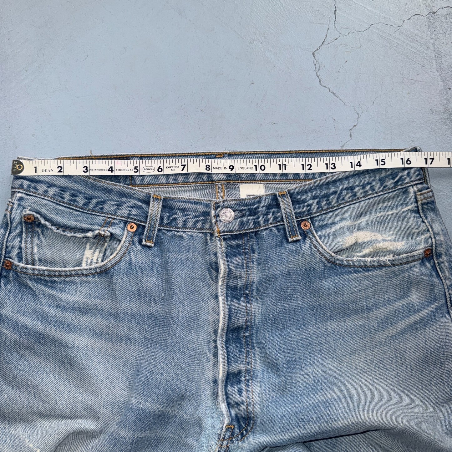 Levis 501 Vintage 90s Y2K XX Straight Leg Jeans Blue Light Wash 36x34 Act 33x30