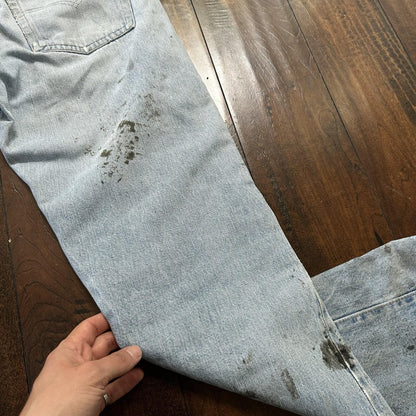 Levis Vintage 80s Redline Selvedge USA 501 Light Wash Jeans 66 30x28 Thrashed
