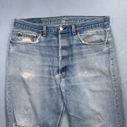 Levis 501 Vintage 80s USA XX Straight Leg Jeans Blue Light Wash 38x36 Act 36x32
