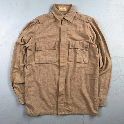 Vintage 1940s Plaid Workwear Chore Shirt Utility Button Up Medium Rockabilly 40s