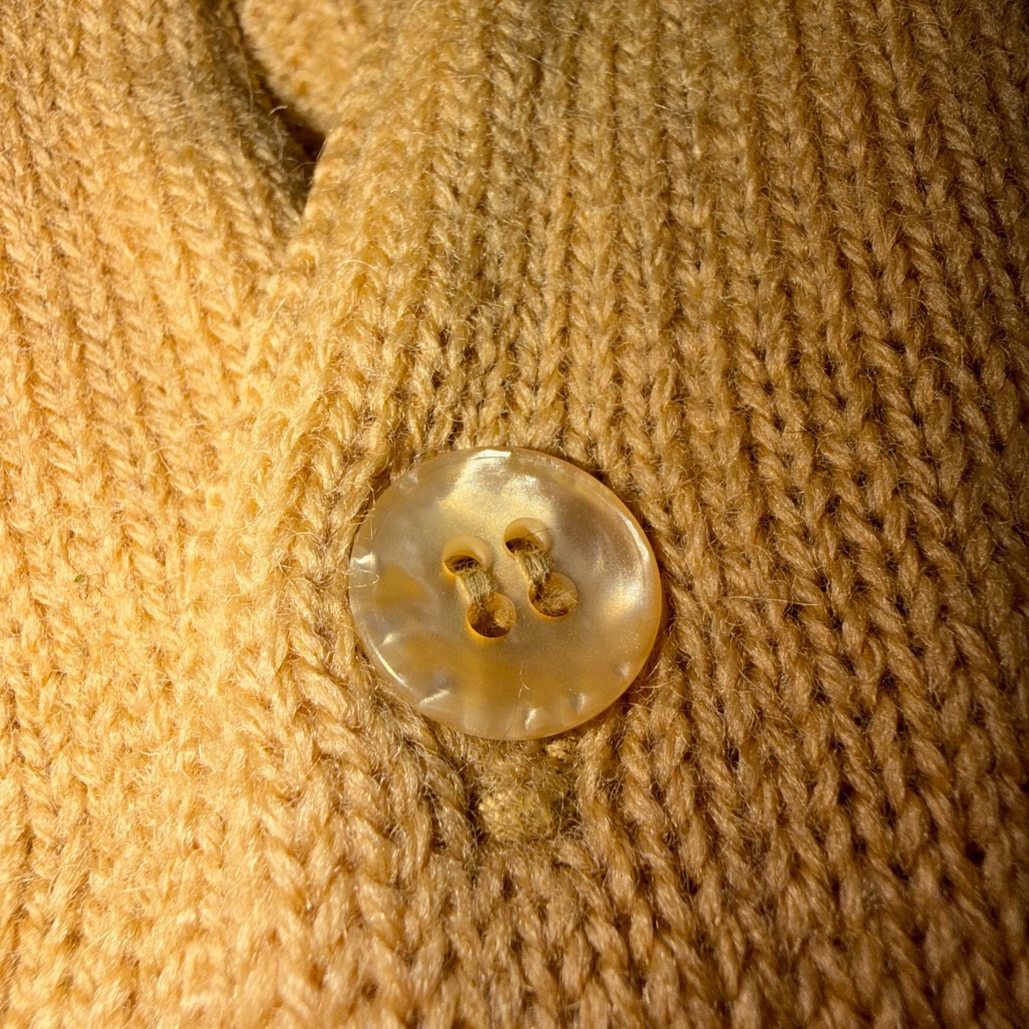 Vintage 1970s Wool Cardigan Sweater Mens M Button Up Beige Tan 70s Fisherman