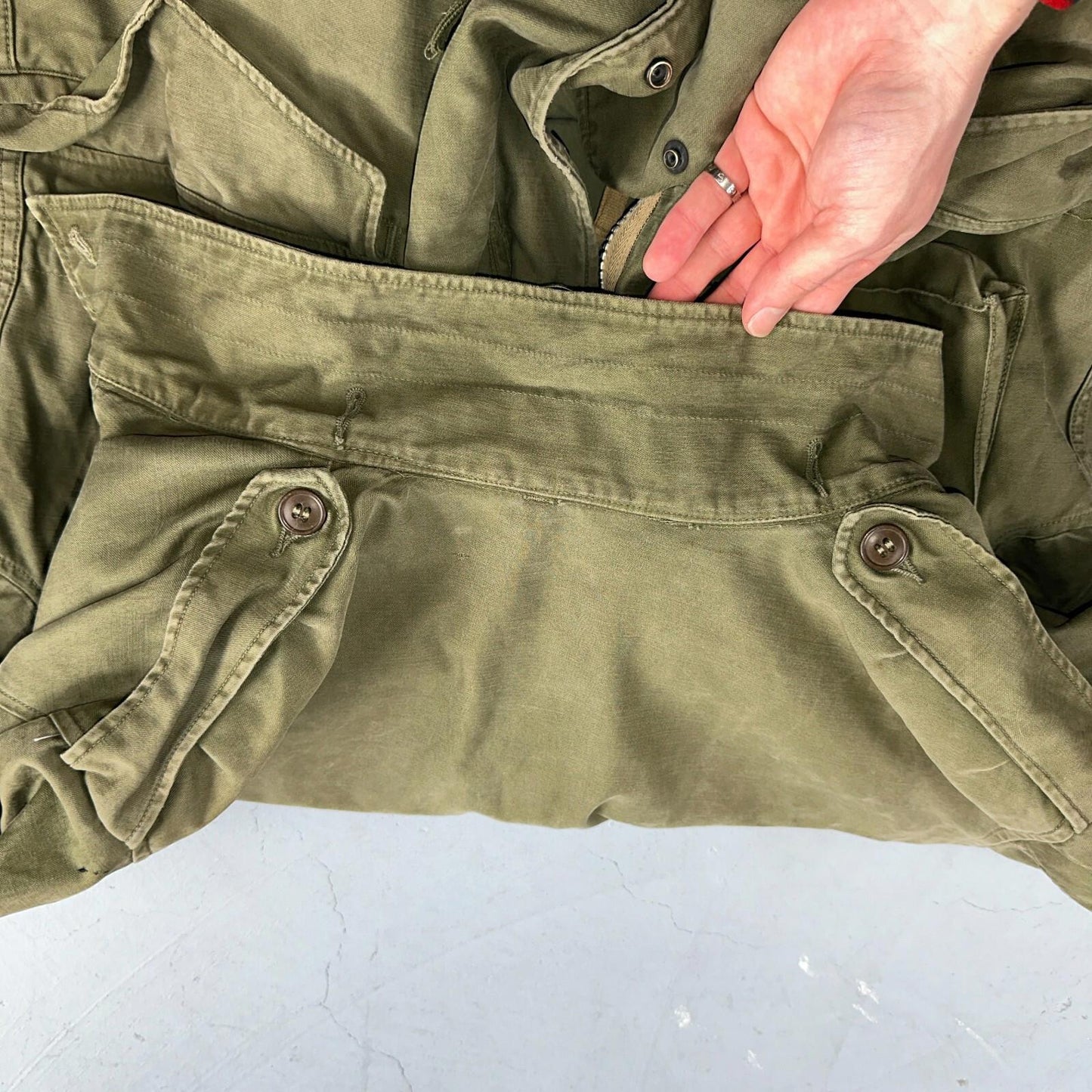 Vintage Military Jacket Green Button Up Vietnam Era 60s 70s M65 M1951 Parka